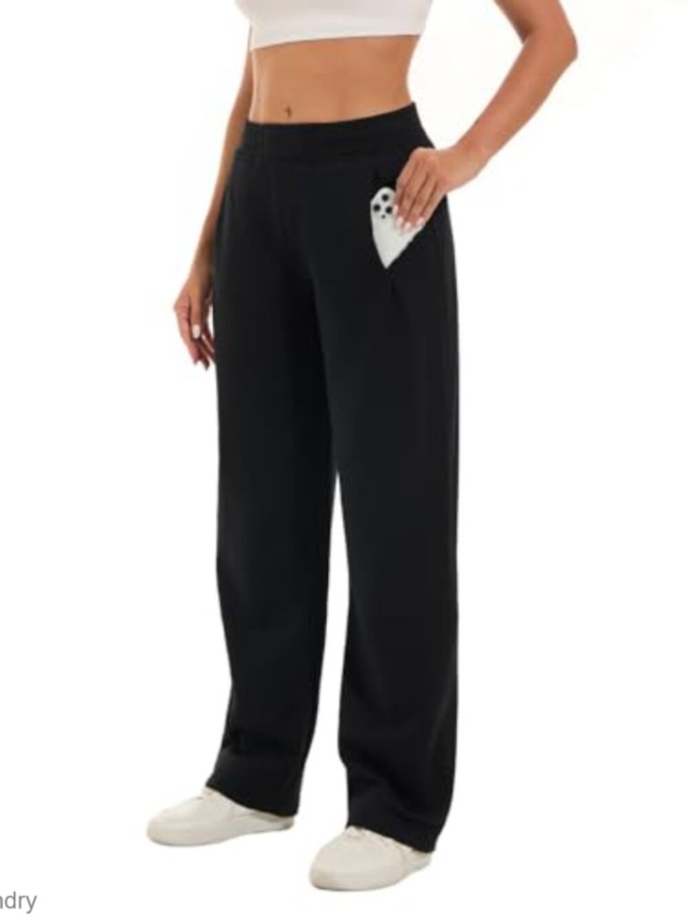 Tall Women's Fleece Joggers 34" Inseam Wide Leg Sweatpants with Pockets - Picture 2 of 6